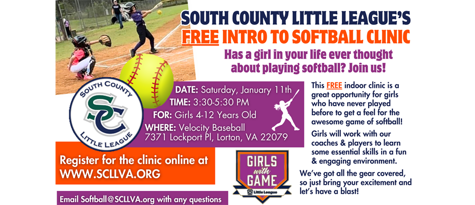 Click to Register for our FREE Intro to Softball Clinic